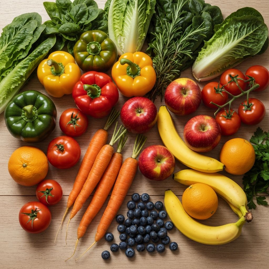Assortiment coloré de légumes et fruits frais
